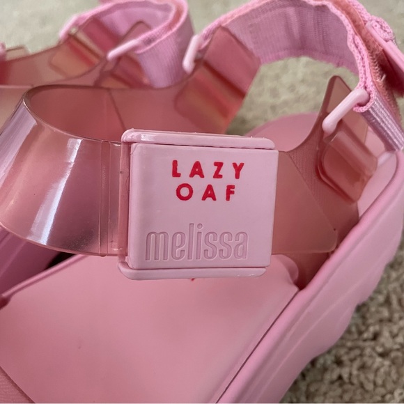 Lazy Oaf x Melissa Kick Off Heart Platform Sandals Pink Red Size 8 - Picture 3 of 10